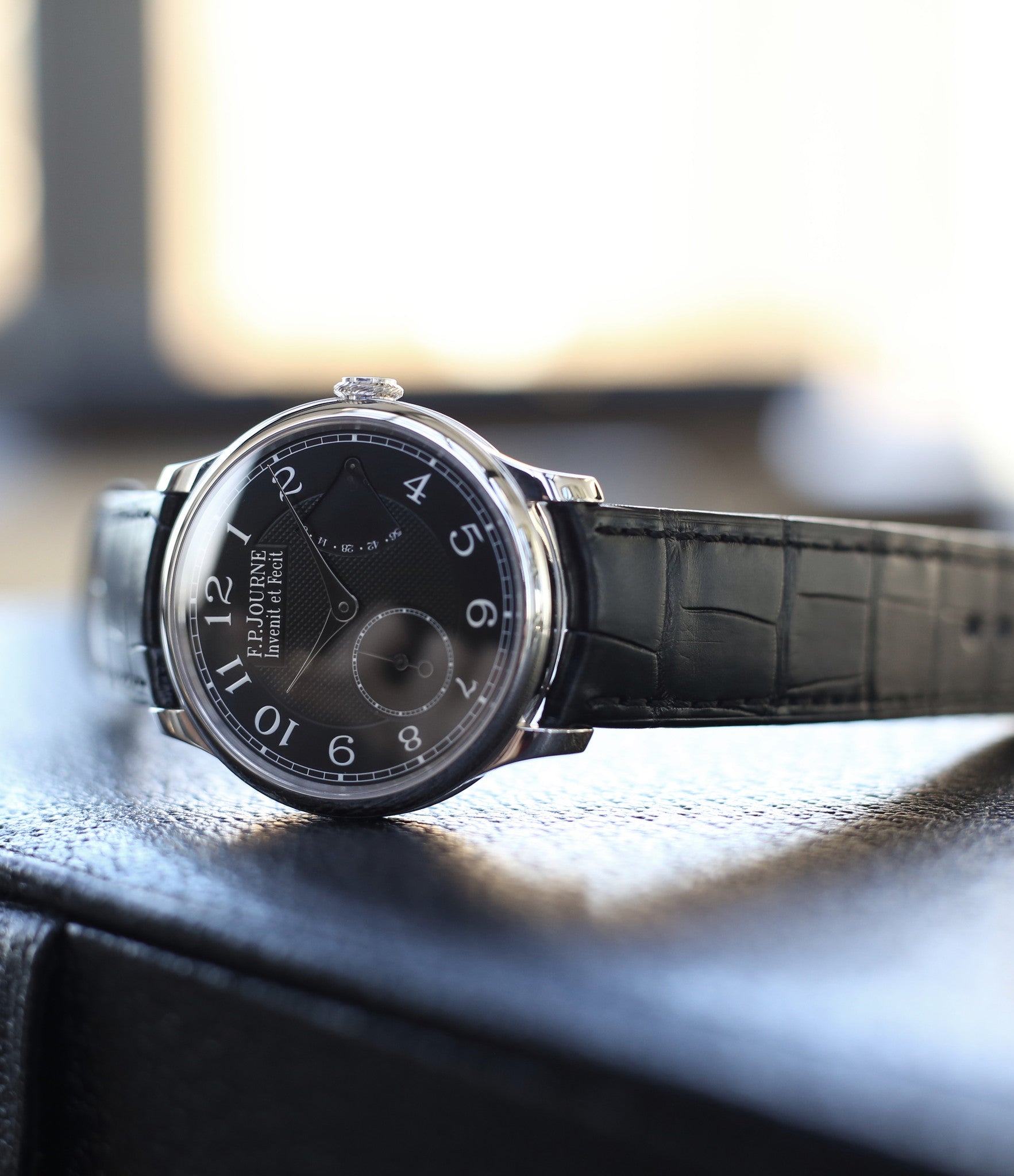 buy rare F. P. Journe Chronometre Souverain Black label platinum 38 mm watch online at A Collected Man