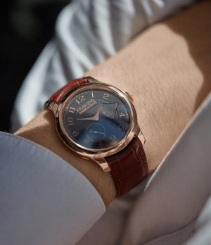 men's luxury rare dress watch F. P. Journe Boutique Edition Chronometre Souverain red gold black dial rare watch independent watchmaker for sale online at A Collected Man London UK specialist of rare watches