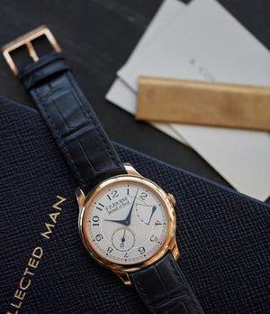 shop F. P. Journe Chronometre Souverain silver dial rose gold dress watch for sale online at A Collected Man London UK specialist of independent watchmakers