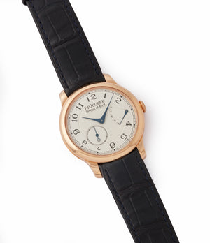 selling F. P. Journe Chronometre Souverain silver dial rose gold dress watch for sale online at A Collected Man London UK specialist of independent watchmakers