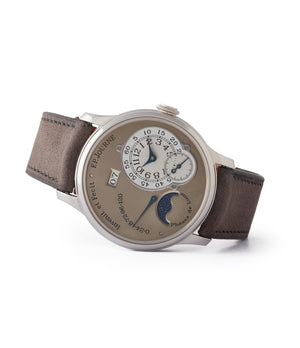 side-shot Octa Lune F. P. Journe  brass movement 38mm platinum independent watchmaker for sale online at A Collected Man London