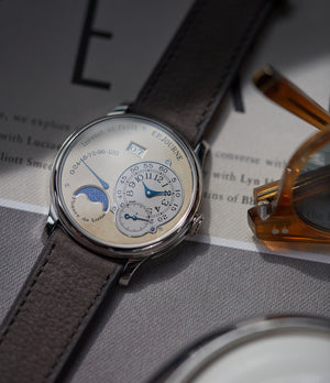 selling pre-owned F. P. Journe Octa Lune brass movement 38mm platinum independent watchmaker for sale online at A Collected Man London