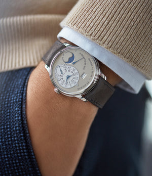 men's pre-owned luxury watch F. P. Journe Octa Lune brass movement 38mm platinum independent watchmaker for sale online at A Collected Man London