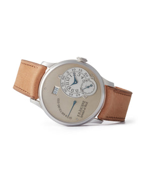 side-shot early Francois-Paul Journe Octa Réserve de Marche F. P. Journe brass movement platinum 38mm pre-owned watch for sale online A Collected Man London UK specialist independent watchmakers