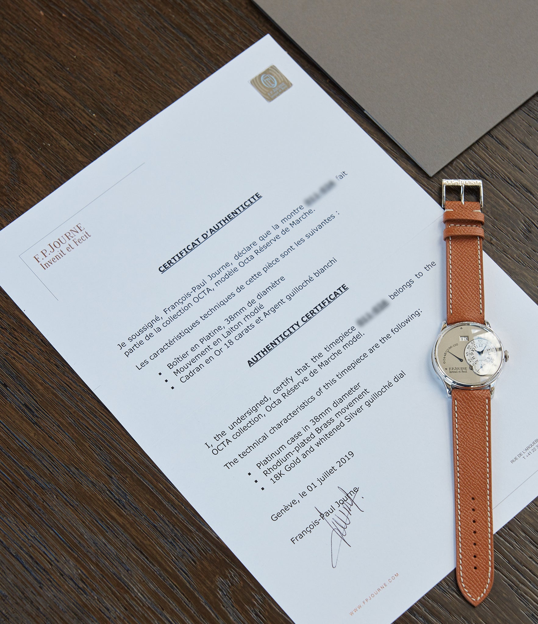 Octa Réserve de Marche | Brass Movement | 38mm | Platinum