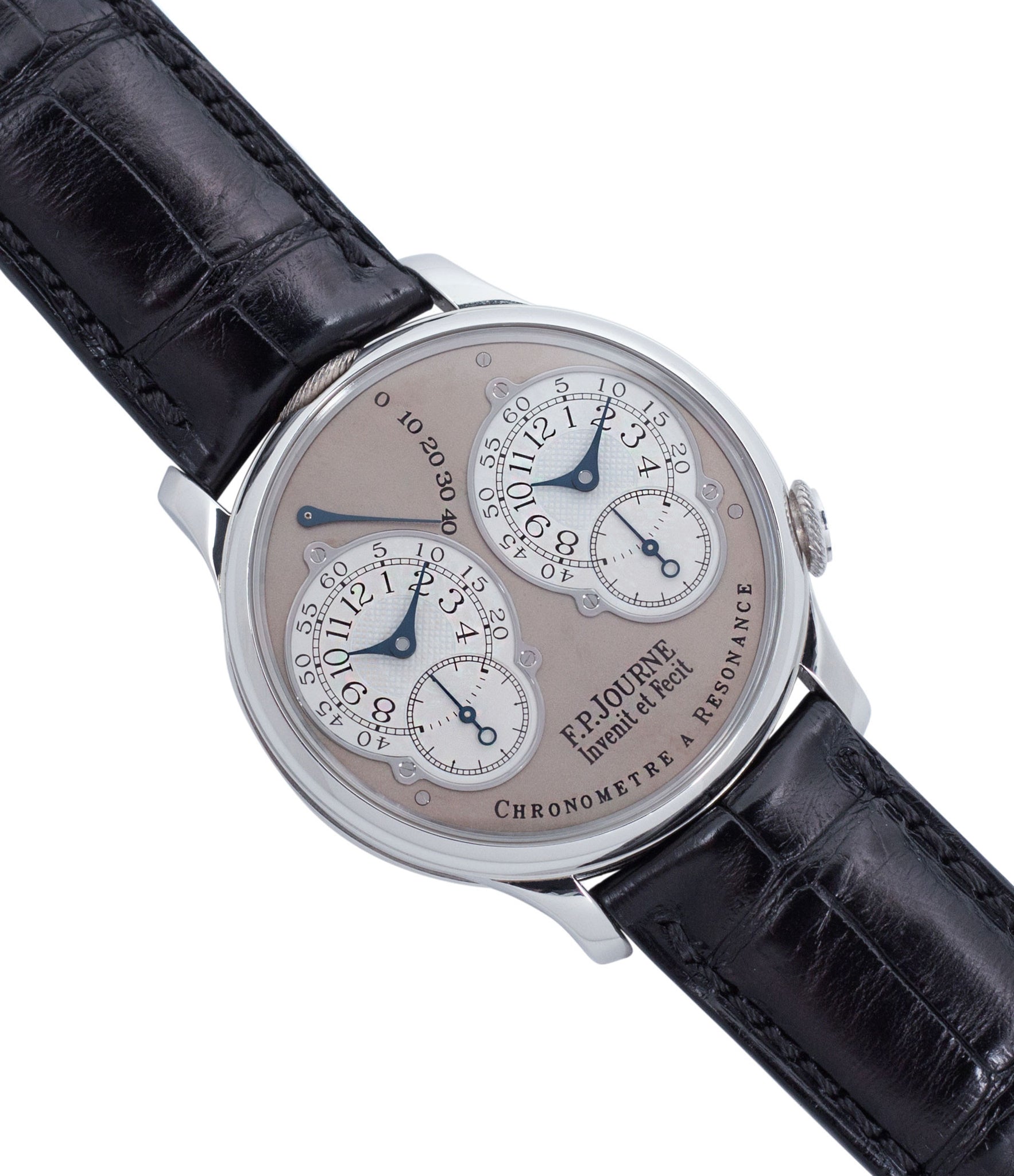 selling F. P. Journe Resonance rare brass movement twin-barrel guilloche dial automatic watch for sale online at A Collected Man London specialist of independent watchmakers