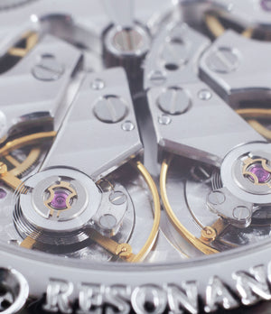 dual movement automatic Cal. 1499 F. P. Journe Resonance rare brass movement twin-barrel guilloche dial automatic watch for sale online at A Collected Man London specialist of independent watchmakers