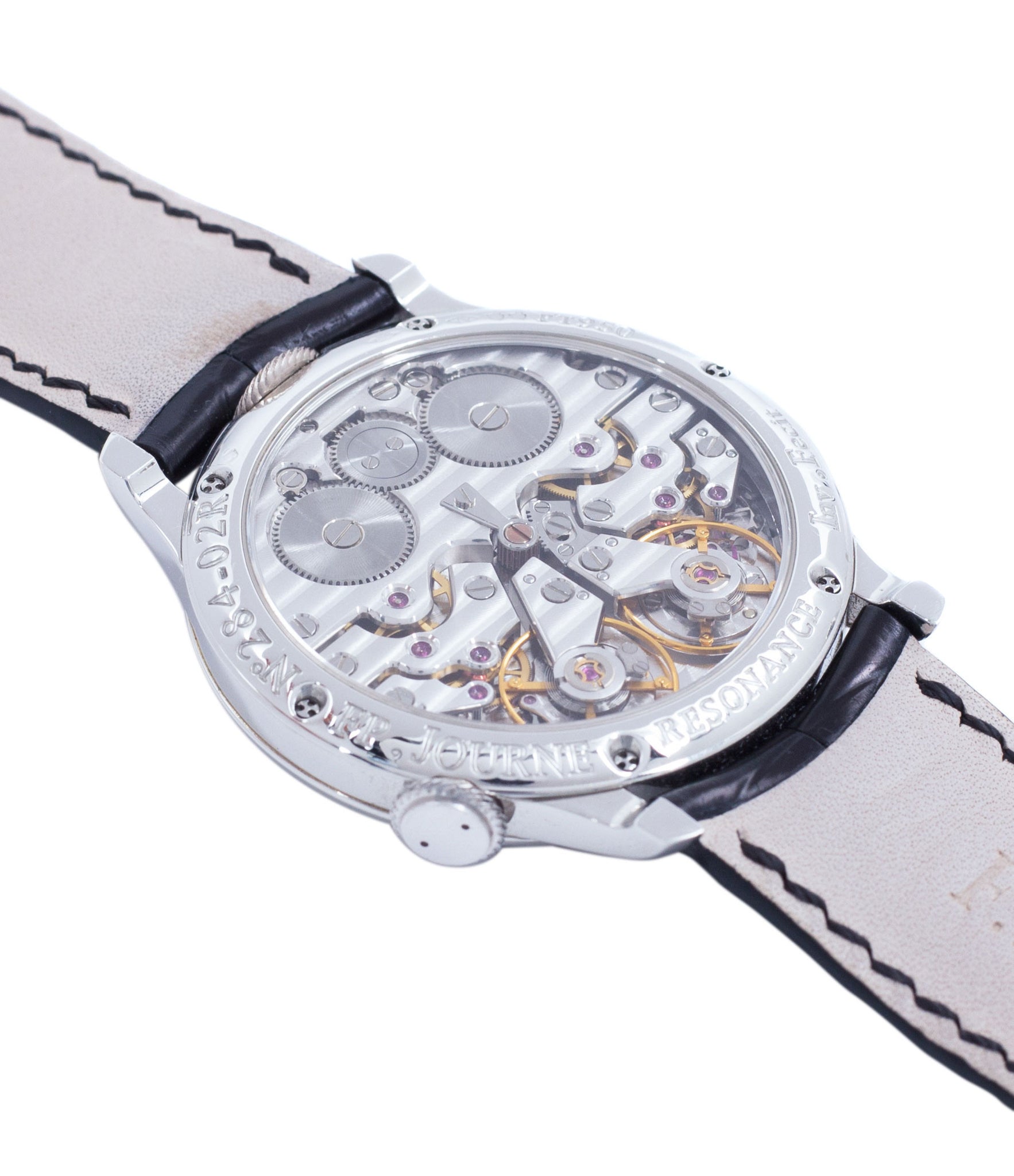 Cal. 1499 brass movement F. P. Journe Resonance rare twin-barrel guilloche dial automatic watch for sale online at A Collected Man London specialist of independent watchmakers