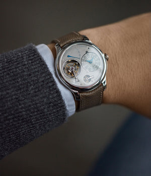 rhutenium dial F. P. Journe Tourbillon Remontoire Souverain brass movement pre-owned watch at A Collected Man London specialist independent watchmakers  Edit alt text