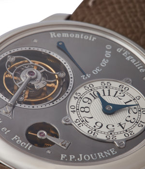 Journe Tourbillon Remontoire d'Egalite Souverain rhutenium dial brass movement pre-owned watch at A Collected Man London specialist independent watchmakers