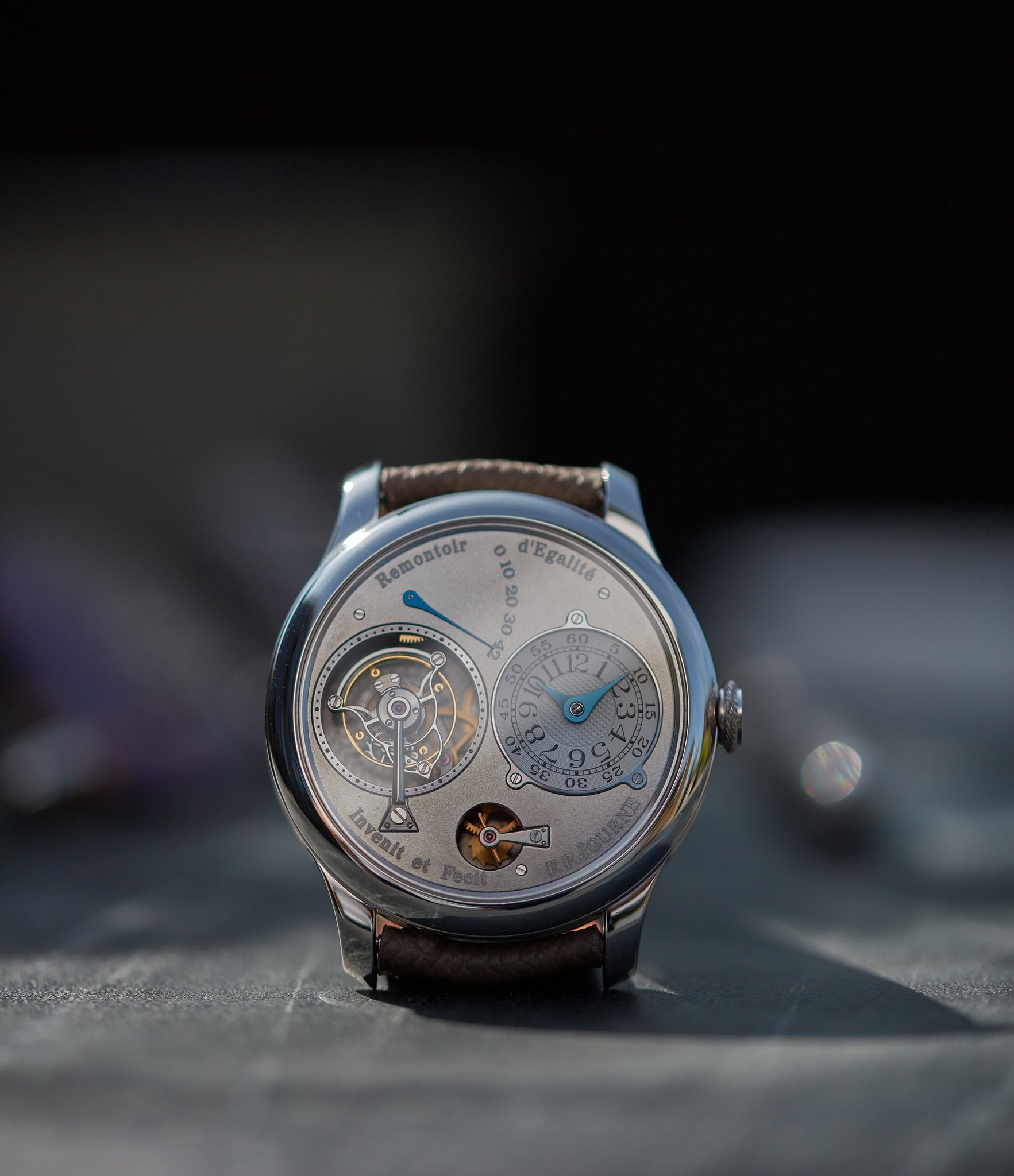 rare F. P. Journe Tourbillon Remontoire Souverain rhutenium dial brass movement pre-owned watch at A Collected Man London specialist independent watchmakers