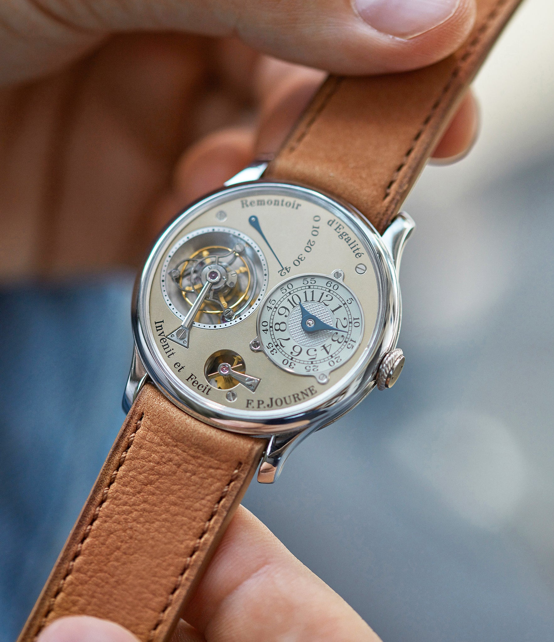 collect F. P. Journe Chronometre A Tourbillon early brass movement 38mm platinum dress watch for sale online A Collected Man London specialist independent watchmakers