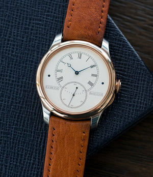 gents rare dress watch T30 F. P. Journe Tourbillon Historique Limited Edition of 99 rare duel barrel tourbillon dress watch in rose gold and silver for sale online at A Collected Man London approved seller of independent watchmakers