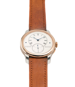 selling independent watchmaker F. P. Journe T30 Tourbillon Historique Limited Edition of 99 rare duel barrel tourbillon dress watch in rose gold and silver for sale online at A Collected Man London approved seller of independent watchmakers