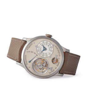 side-shot ultra rare F. P. Journe Tourbillon 38mm brass movement pre-owned rare watch independent watchmaker for sale A Collected Man London specialist rare wristwatches