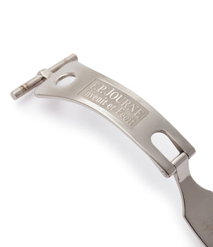 independent watchmaker F. P. Journe's rare adjustable deployant clasp in platinum for sale online at A Collected Man London  Edit alt text