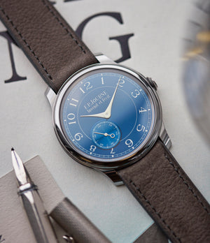 full set F. P. Journe Chronometre Bleu tantalum blue dial rare dress watch for sale online at A Collected Man London approved reseller of independent watchmakers