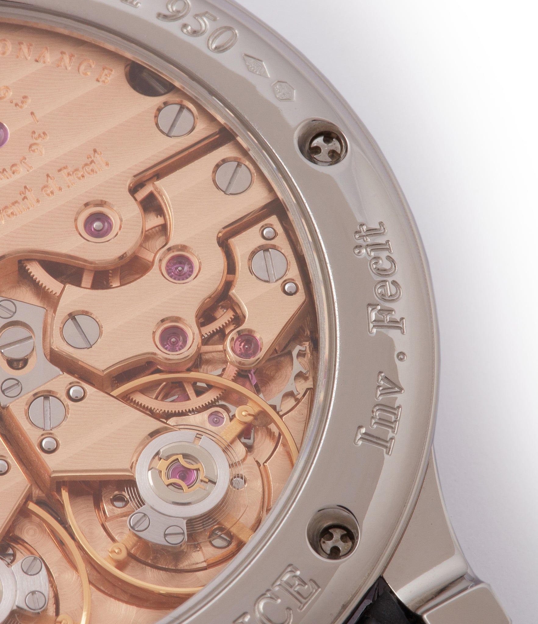 1499.3 gold movement F. P. Journe Chronometre a Resonance platinum watch gold movement for sale online at A Collected Man London Uk specialist of independent watchmakers