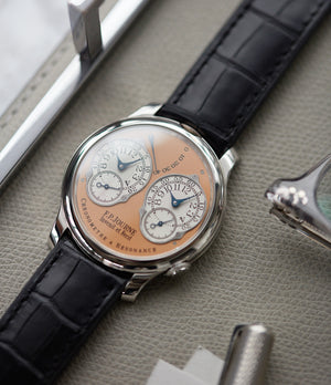 selling F. P. Journe Chronometre a Resonance platinum watch gold movement for sale online at A Collected Man London Uk specialist of independent watchmakers