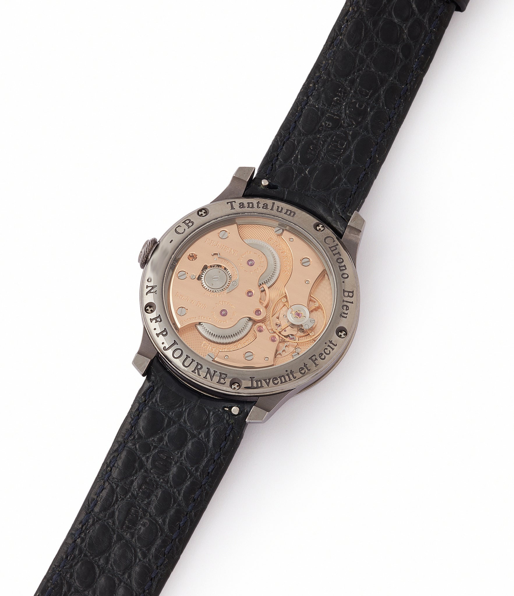 pre-owned hand-finished F. P. Journe Chronometre Bleu tantalum blue dial rare dress watch for sale online at A Collected Man London approved reseller of independent watchmakers