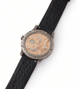 pre-owned hand-finished F. P. Journe Chronometre Bleu tantalum blue dial rare dress watch for sale online at A Collected Man London approved reseller of independent watchmakers