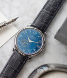 pre-owned F. P. Journe Chronometre Bleu tantalum blue dial rare dress watch for sale online at A Collected Man London approved reseller of independent watchmakers