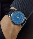 luxury pre-owned watch F. P. Journe Chronometre Bleu tantalum blue dial rare dress watch for sale online at A Collected Man London approved reseller of independent watchmakers