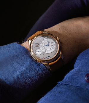 on the wrist F. P. Journe Chronomètre Optimum  Rose Gold preowned watch at A Collected Man London