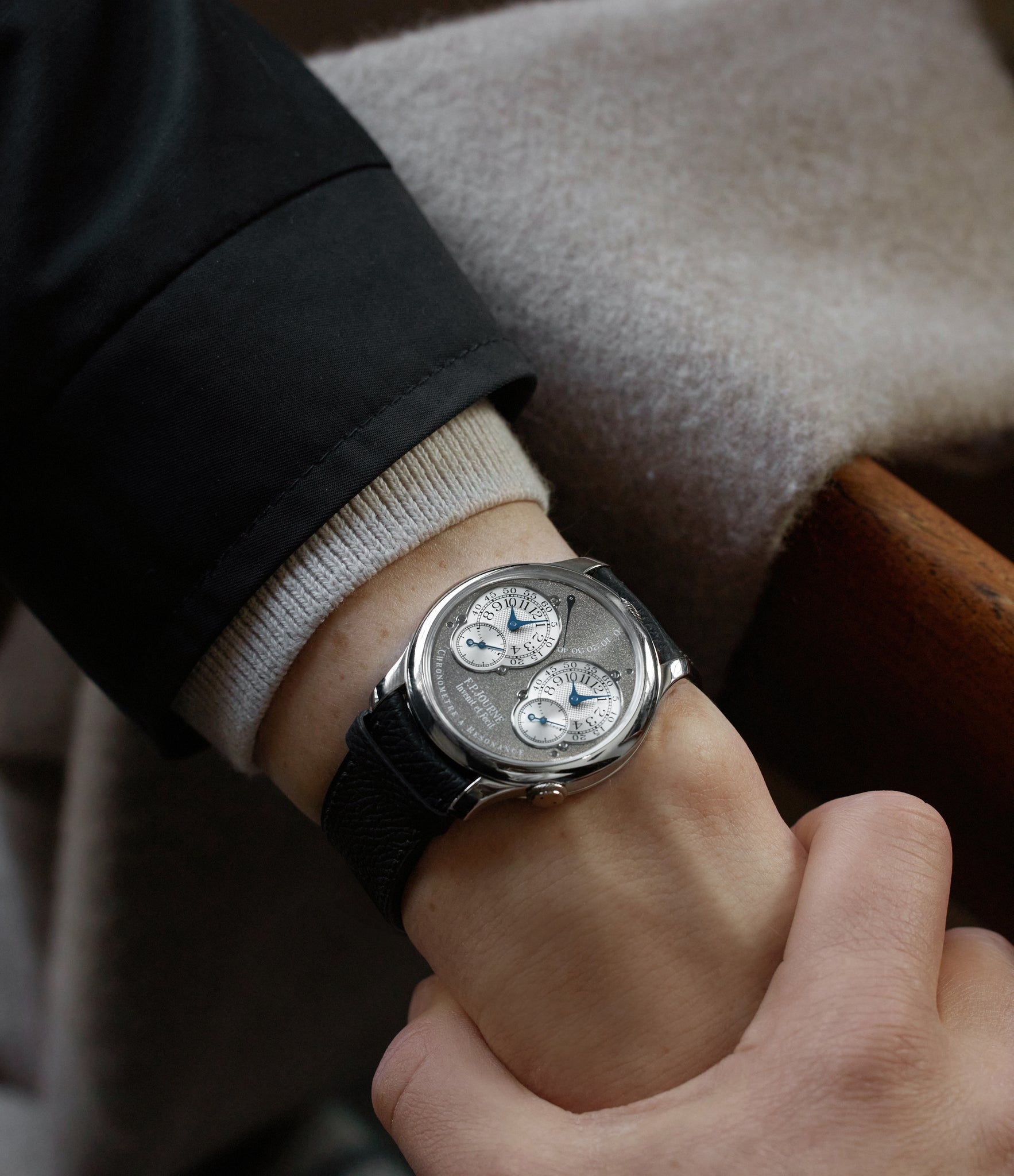 On-wrist | F. P. Journe | Ruthenium Chronomètre à Résonance | 01R | Platinum | Available worldwide at A Collected Man