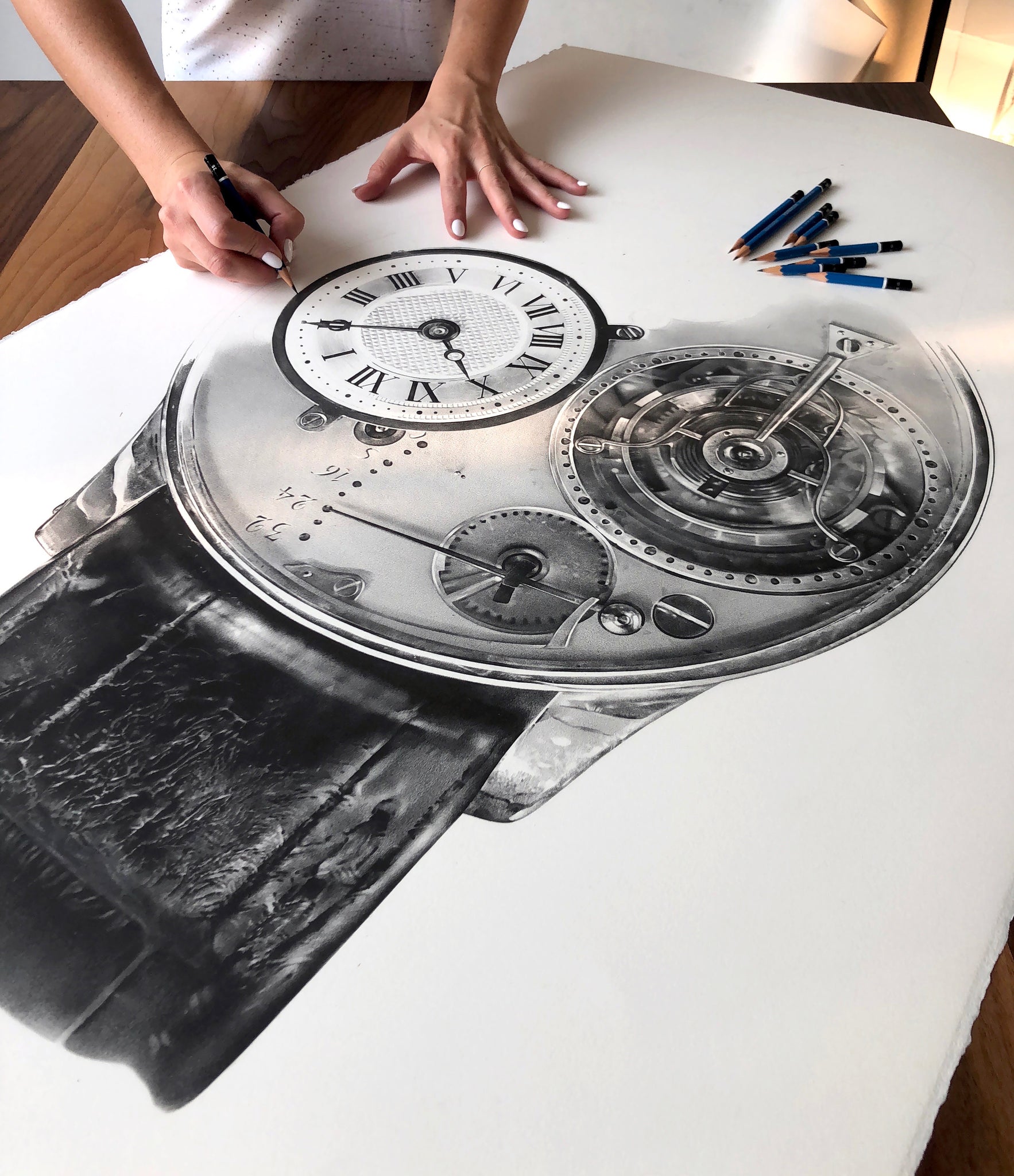bid online to buy F. P. Journe's Tourbillon drawing of Journe's first wristwatch by Julie Kraulis auctioned by A Collected Man London to fund Covid-19 vaccine research 