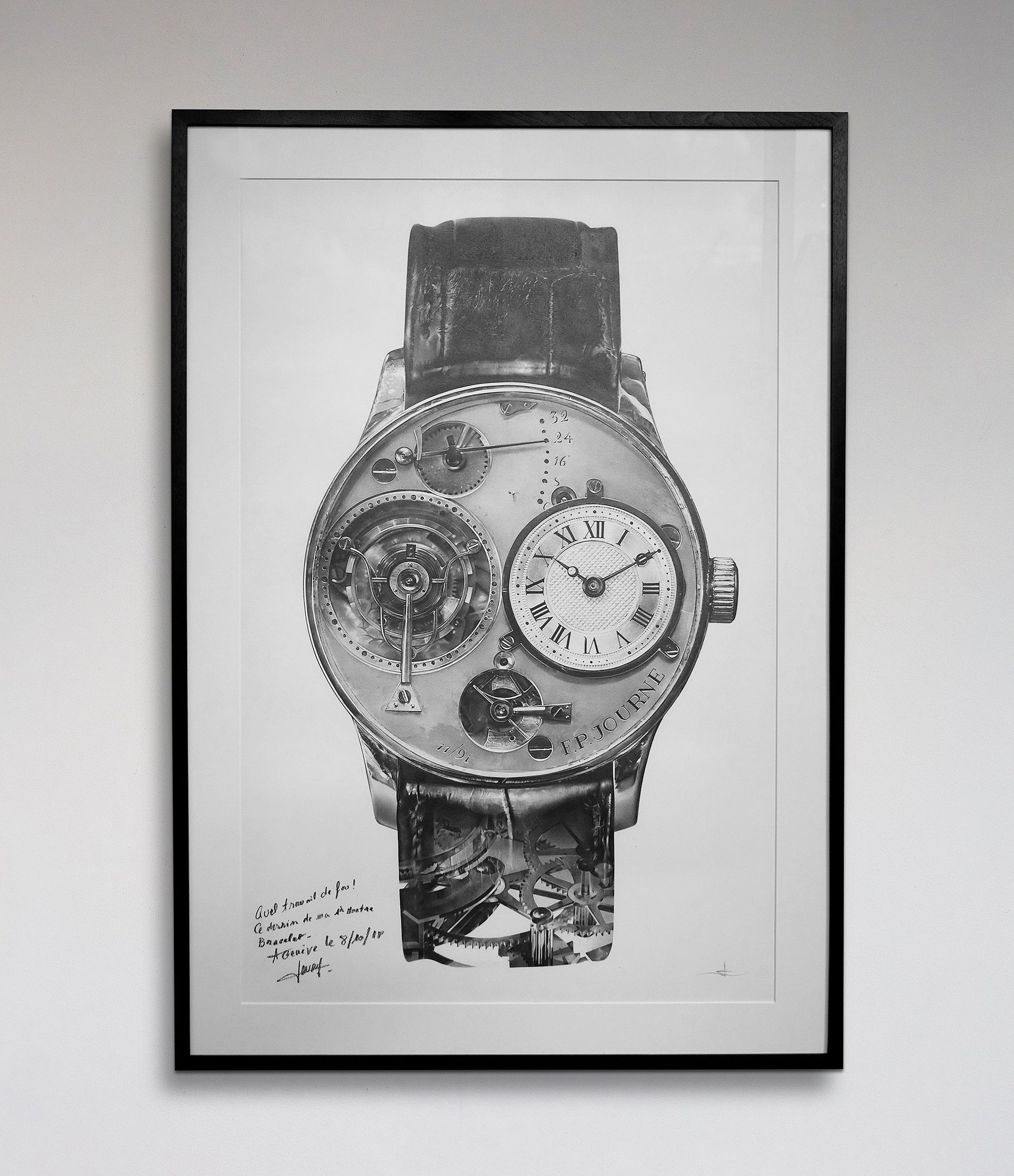 collectable F. P. Journe Tourbillon drawing of Journe's first wristwatch by Julie Kraulis auctioned by A Collected Man London to fund Covid-19 vaccine research 