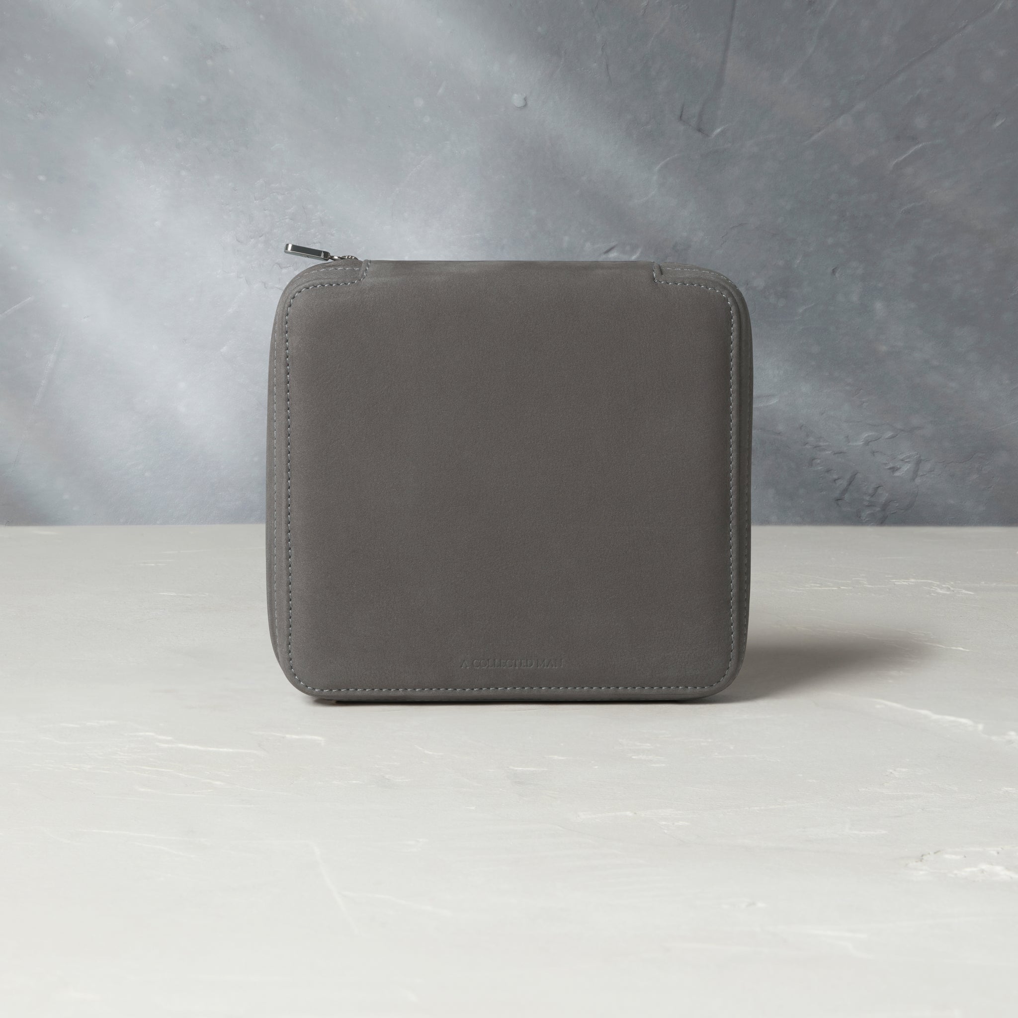 Geneva, six-watch folio Six-watch slim folio in charcoal grey nubuck leather | A Collected Man | Available Worldwide