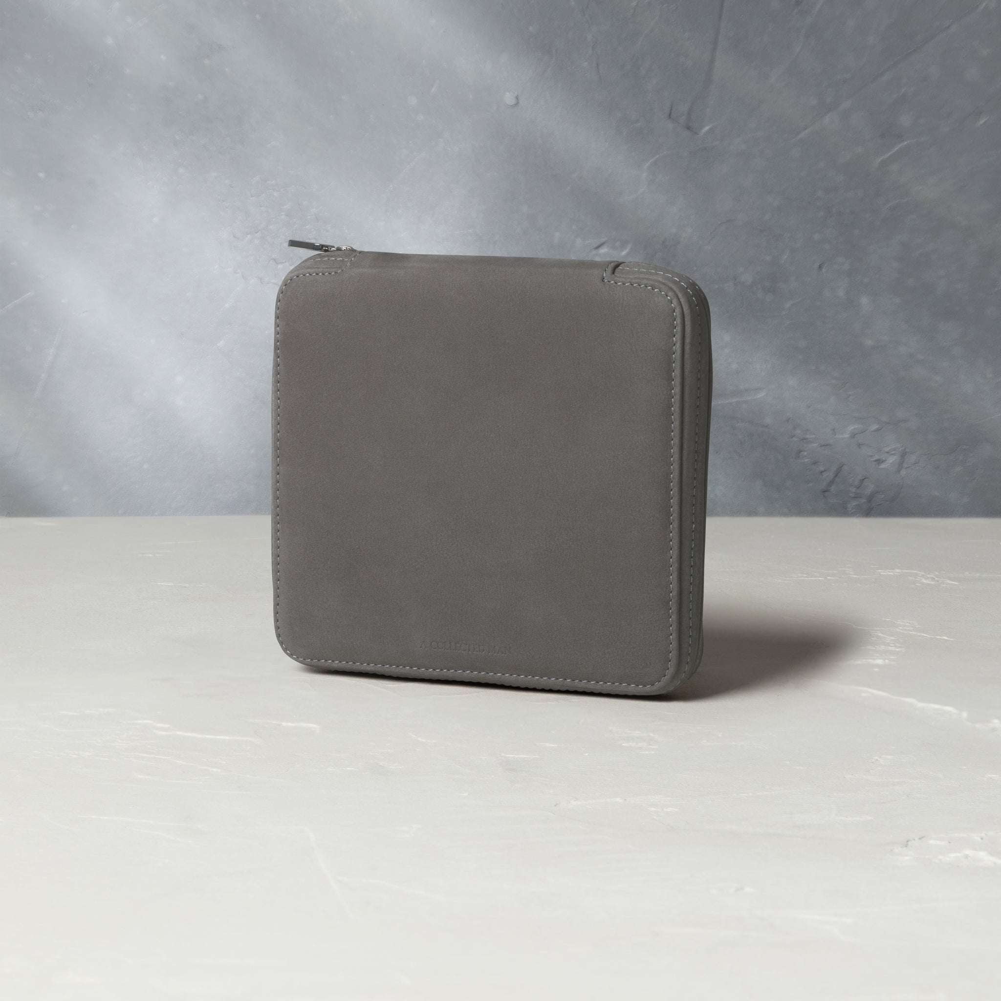 Geneva, six-watch folio Six-watch slim folio in charcoal grey nubuck leather | A Collected Man | Available Worldwide