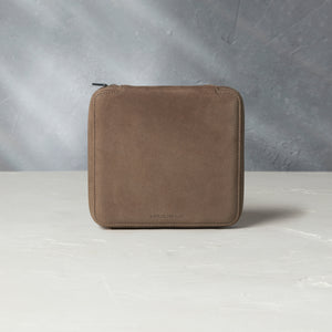 Geneva, six-watch folio Six-watch slim folio in brown taupe nubuck leather | A Collected Man | Available Worldwide