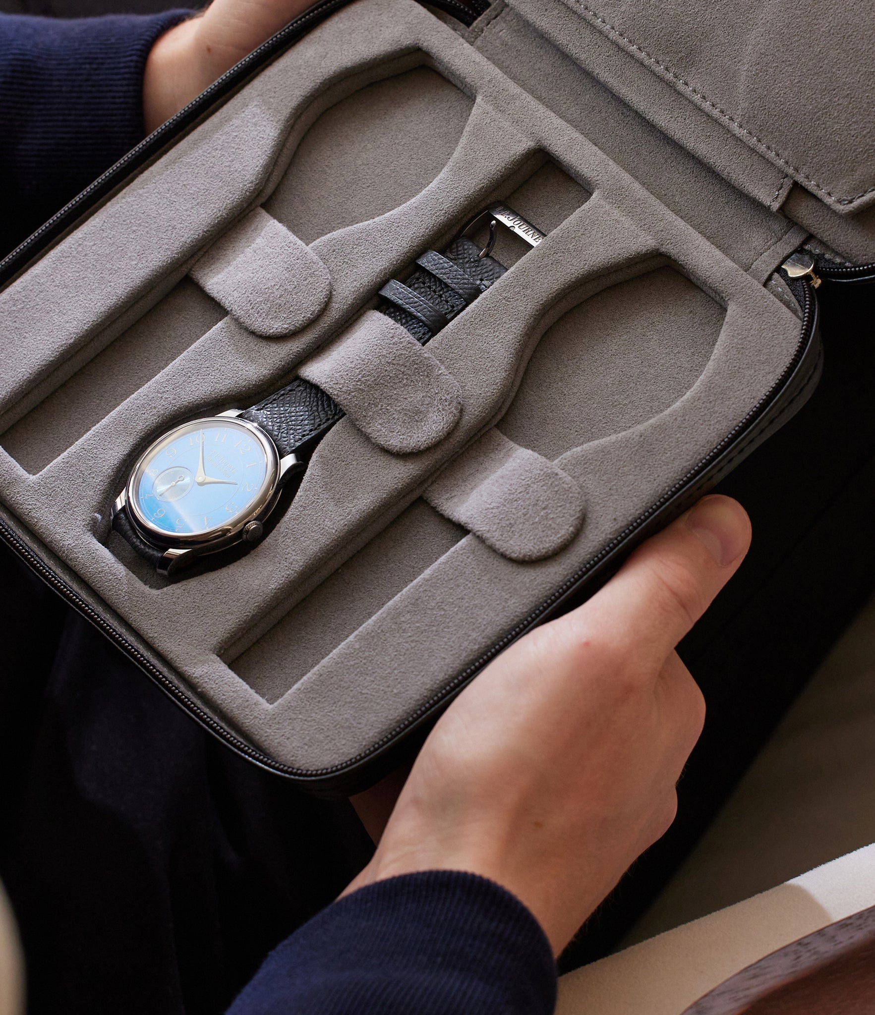 Geneva, six-watch folio, black, saffiano leather | Buy at ACM London