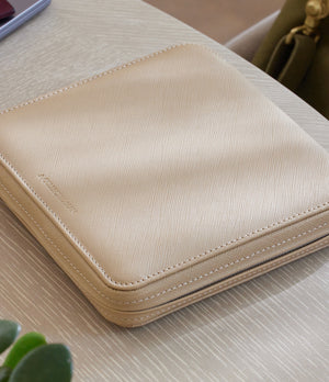 Geneva, six-watch folio, linen, saffiano leather | Buy at A Collected Man London
