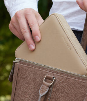 Geneva, six-watch folio, linen, saffiano leather | Buy at A Collected Man London