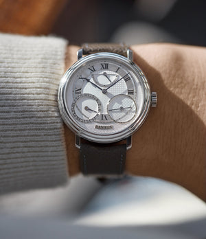 Daniels wristwatch Anniversary 00 platinum pre-owned rare hand-made watch by British independent watchmaker for sale A Collected Man London