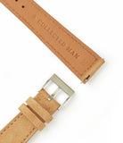 Shop Granada Molequin watch strap honey light tan suede leather quick-release springbars buckle handcrafted European-made for sale online at A Collected Man London