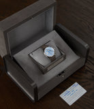 pre-owned full set Gronefeld 1941 Remontoire light blue Voutilainen dial eight seconds remontoire time-only dress watch for sale online at A Collected Man London UK specialist of independent watchmakers