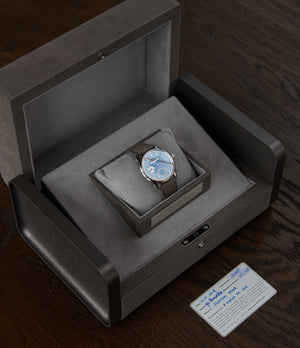 pre-owned full set Gronefeld 1941 Remontoire light blue Voutilainen dial eight seconds remontoire time-only dress watch for sale online at A Collected Man London UK specialist of independent watchmakers