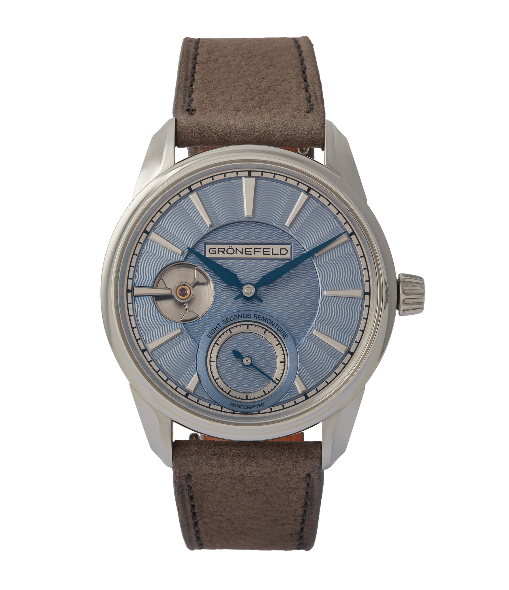 buy Gronefeld 1941 Remontoire light blue Voutilainen dial eight seconds remontoire time-only dress watch for sale online at A Collected Man London UK specialist of independent watchmakers