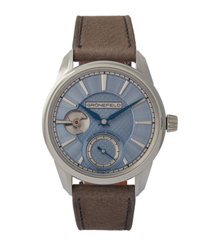 buy Gronefeld 1941 Remontoire light blue Voutilainen dial eight seconds remontoire time-only dress watch for sale online at A Collected Man London UK specialist of independent watchmakers