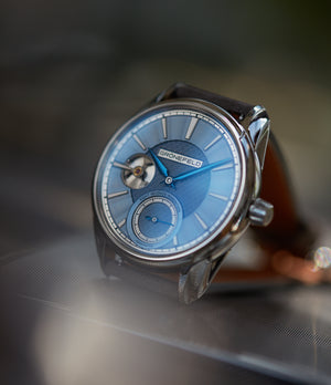 light blue dial Gronefeld 1941 Remontoire Voutilainen dial eight seconds remontoire time-only dress watch for sale online at A Collected Man London UK specialist of independent watchmakers