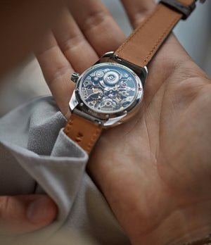 manual-winding G05 Grönefeld 1941 Remontoire light blue Voutilainen dial eight seconds remontoire time-only dress watch for sale online at A Collected Man London UK specialist of independent watchmakers