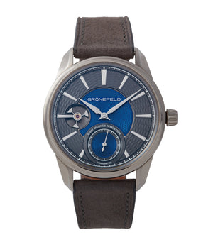 eight -seconds Remontoire Gronefeld 1941 blue grey Voutilainen dial pre-owned for sale online A Collected Man London UK specialist of rare watches