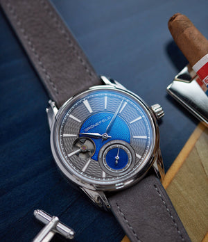 consignment sale Gronefeld 1941 Remontoire blue grey Voutilainen dial pre-owned independent watchmaker for sale online A Collected Man London UK specialist of rare watches