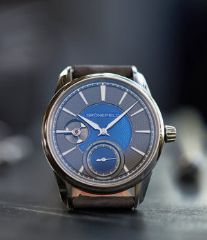 for sale Gronefeld 1941 Remontoire blue grey Voutilainen dial pre-owned independent watchmaker for sale online A Collected Man London UK specialist of rare watches