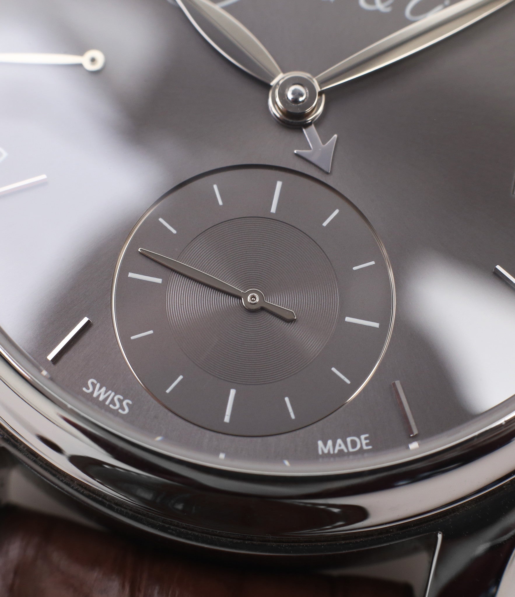 Swiss-made independent watch H. Moser & Cie. Perpetual Calendar 1341 platinum preowned watch at A Collected Man