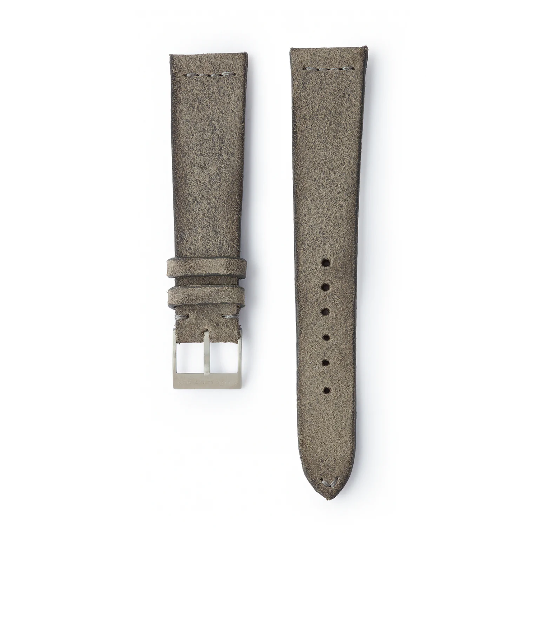 Selling 18mm Hamburg Molequin watch strap rugged grey suede leather quick-release springbars buckle handcrafted European-made for sale online at A Collected Man London